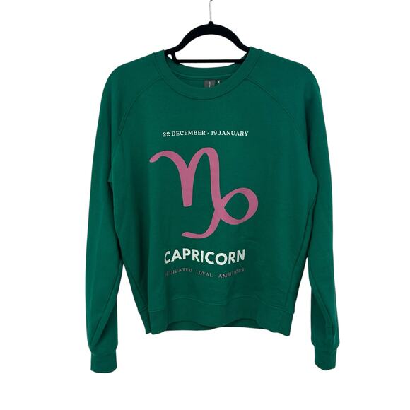 Anthropologie x Catherine O'Sullivan Green Pink Capricorn Sweatshirt Womens XS - Picture 2 of 9